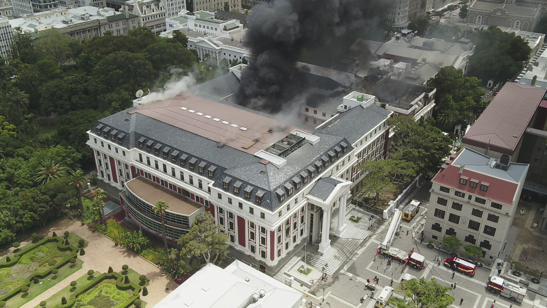 South Africa's Parliament complex is on fire, again : NPR
