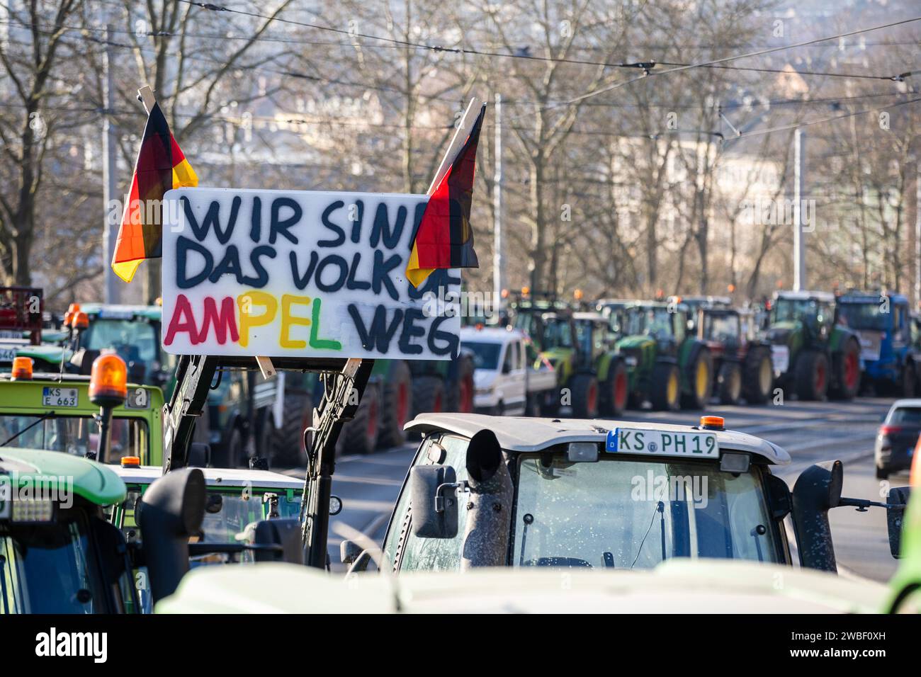 Kassel, Germany, January 10, 2024, farmers' protests: Rally ...