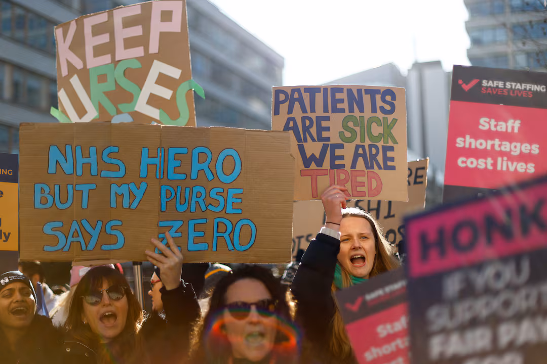 Workers stage largest strike in history of Britain's health ...