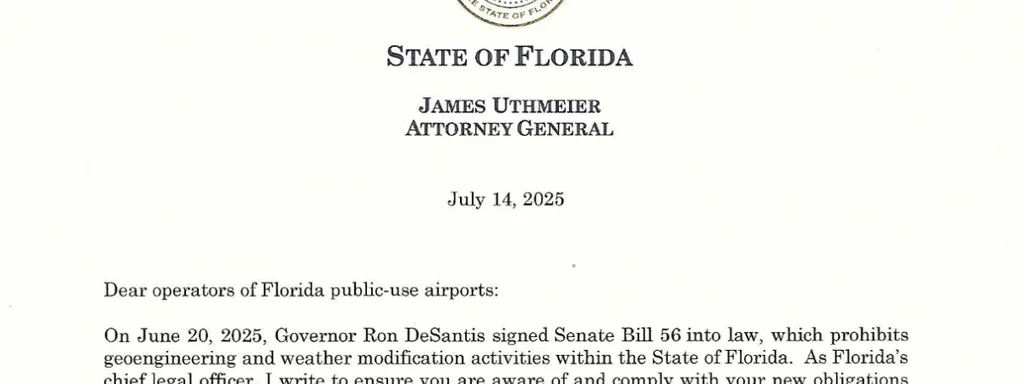 Florida airports closed to all weather modification and geoengineering activities