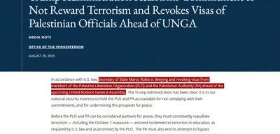 Trump Admin Revokes Visas for Palestinian Officials Ahead of UNGA