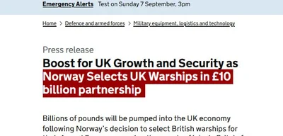 UK and Norway Forge Historic $10 Billion Deal for 13 Warships