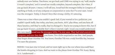 Trump Declares Shift in U.S. Relations: Israel No Longer Controls Congress