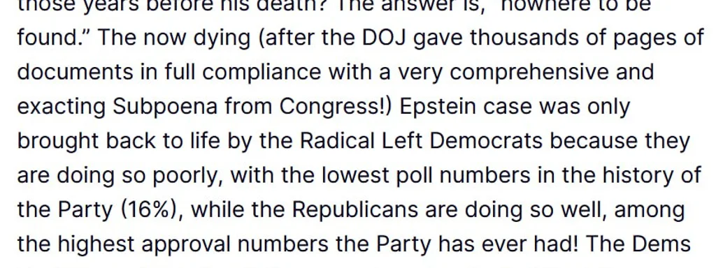 Featured image for: Trump Calls for End to "Democrat Epstein Hoax," Praises GOP Efforts Trump Calls for End to "Democrat Epstein Hoax," Praises GOP Efforts