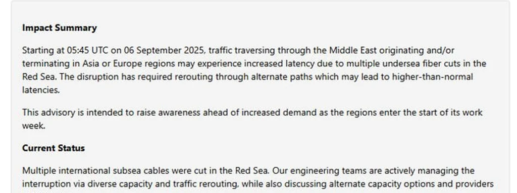 Featured image for: Red Sea Cable Cuts Disrupt Microsoft Azure Cloud Services Red Sea Cable Cuts Disrupt Microsoft Azure Cloud Services