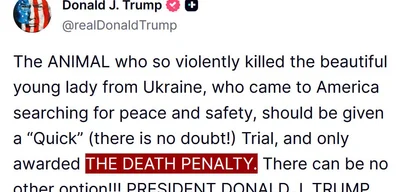 Trump Calls for Death Penalty for Killer of Iryna Zarutska