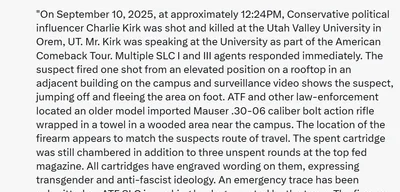 ATF Memo Reveals Cartridges Linked to Transgender Ideology in Kirk Case