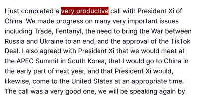 Trump has 'very productive' call with Xi, plans visit to China next year