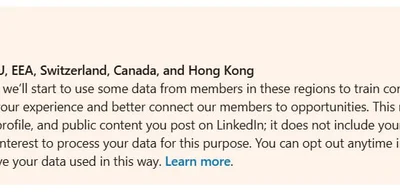 LinkedIn to use data from European users for AI training starting November 3