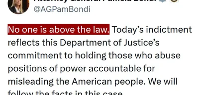 Pam Bondi on Comey's indictment: 'No one is above the law.'