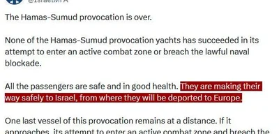 Israel Foreign Ministry: Hamas-Sumud provocation is over, passengers deported to Europe