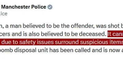 Two dead in Greater Manchester; suspect believed deceased