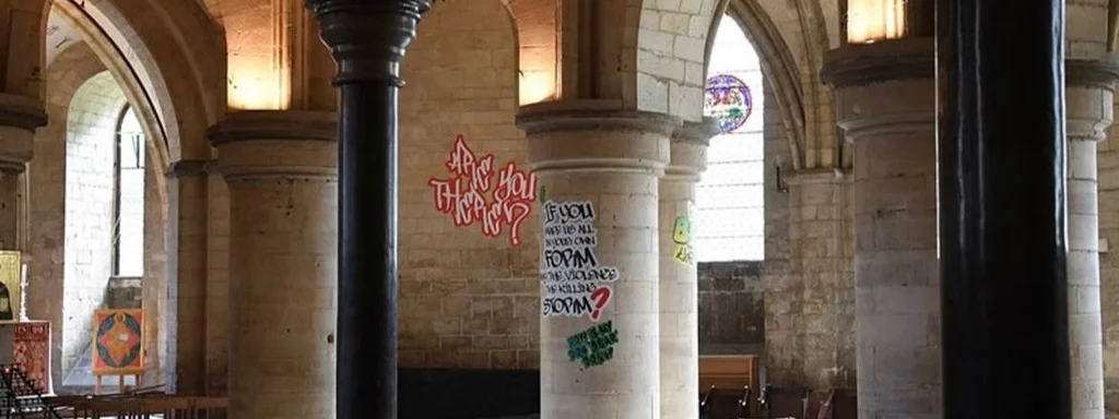 Canterbury Cathedral unveils 'Hear Us' graffiti art installation