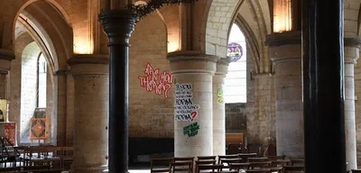 Canterbury Cathedral unveils 'Hear Us' graffiti art installation