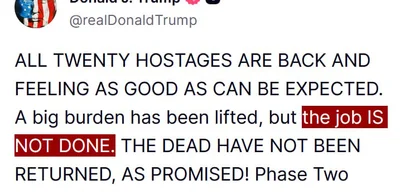 Trump dissatisfied with Hamas peace deal progress, demands action