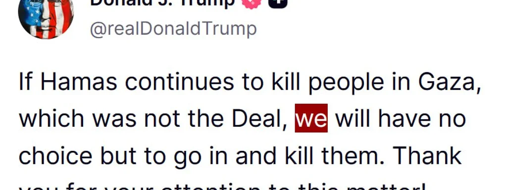 Trump warns of action against Hamas if killings continue