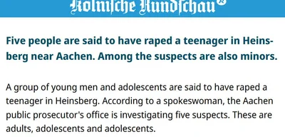 Group of young men and adolescents rapes teenage girl in Heinsberg