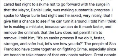 Trump says federal government will not surge San Francisco on Saturday
