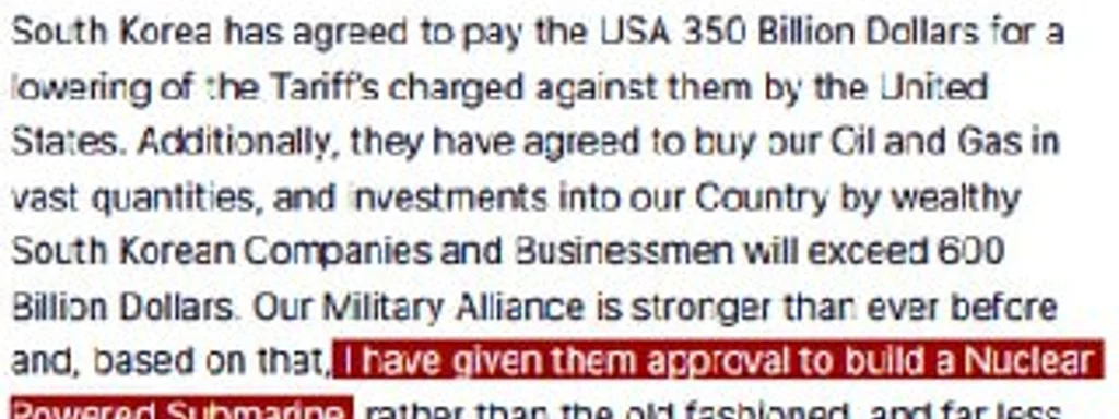 Trump approves South Korea's nuclear submarine construction, investment in U.S.