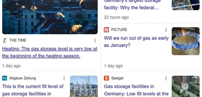 Germany's natural gas storage level very low at start of heating season