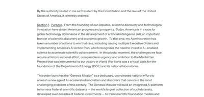Trump signs executive order for 'Genesis Mission' AI platform