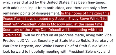 Trump directs Steve Witkoff to meet with Putin, Driscoll with Zelensky