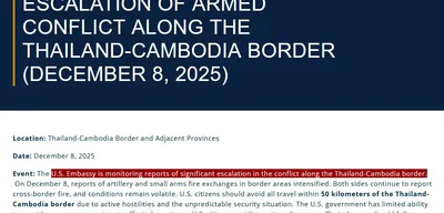 U.S. State Department issues travel warning for Thailand-Cambodia border