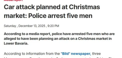 Islamist terrorist attack on German Christmas market foiled; five arrested