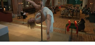 Pole dancing event held at St. Mary's Church in Lübeck, Germany