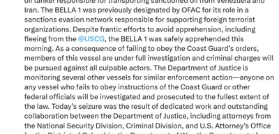 United States executes warrant to seize Russian-flagged tanker