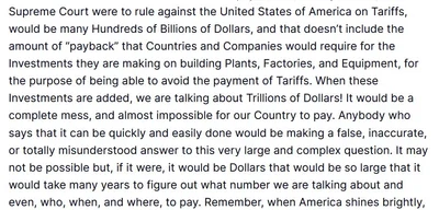 Trump warns 'WE'RE SCREWED' if Supreme Court rules against tariffs