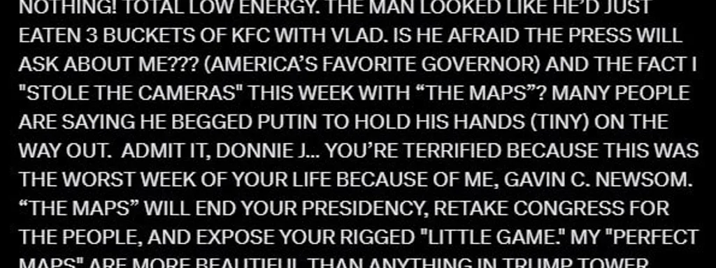 Newsom Mocks Trump's Summit with Putin, Claims 'Worst Week of Your Life'