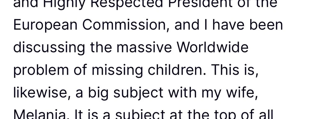Breaking: Trump and Ursula von der Leyen Address Urgent Missing Children Crisis