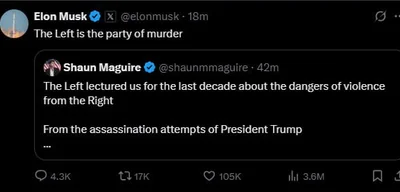 Elon Musk Sparks Controversy, Calls Left a "Party of Murder