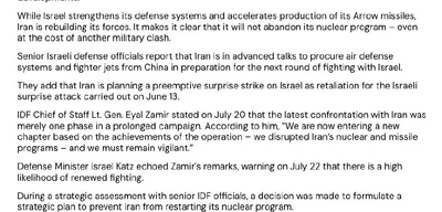 Iran Nears Deal for Chinese Air Defenses, Plans Surprise Attack on Israel