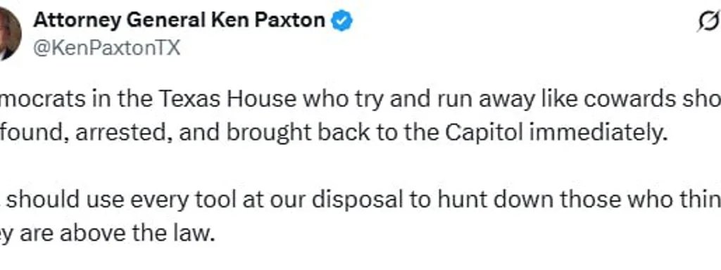 Texas AG Paxton Threatens Arrest of Dem Lawmakers to Secure Redistricting Vote