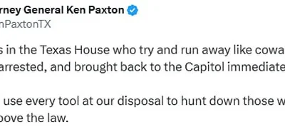Texas AG Paxton Threatens Arrest of Dem Lawmakers to Secure Redistricting Vote