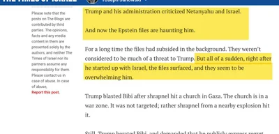 Israeli Blogger Claims Trump's Epstein Ties Leaked as Warning Over Iran Stance