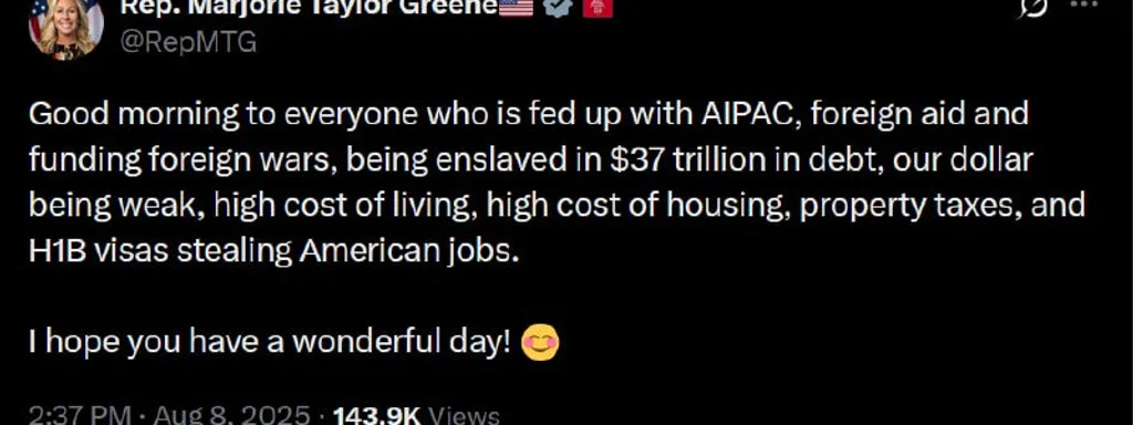Rep. Marjorie Taylor Greene Calls Out AIPAC and Foreign Aid Amid Economic Strain