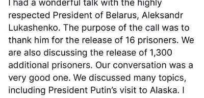 Trump and Lukashenko Discuss Release of 1,300 Belarusian Prisoners, Future Meeting Planned