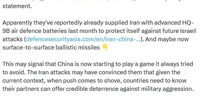 Israel on High Alert as China Moves to Arm Iran with Advanced Missile Systems