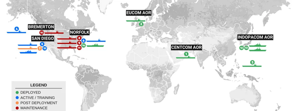 U.S. Navy Expands Global Presence as Multiple Carrier Strike Groups Deploy Amid Rising Tensions