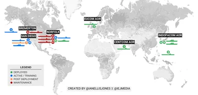 U.S. Navy Expands Global Presence as Multiple Carrier Strike Groups Deploy Amid Rising Tensions