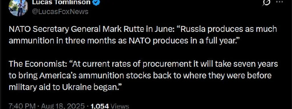 NATO Faces Ammunition Crisis as Russia Outpaces Production, U.S. Stockpiles Fall Behind