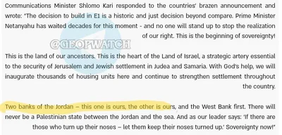 Breaking: Israel Minister Claims Jordan Belongs to Israel, Urges West Bank Takeover