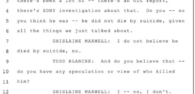 Exclusive: Ghislaine Maxwell Reveals Doubts on Epstein's Suicide
