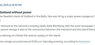 Gotland Faces Major Power Outage Amid Heightened Security Concerns