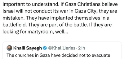 Jewish Policy Center Threatens Christian Palestinians in Gaza Churches