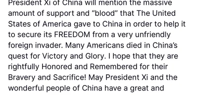 Trump Urges Xi to Reflect on U.S. Sacrifices Amid Military Parade