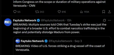 U.S. Strikes Venezuela Target Narcoterrorists, Escalates Tensions